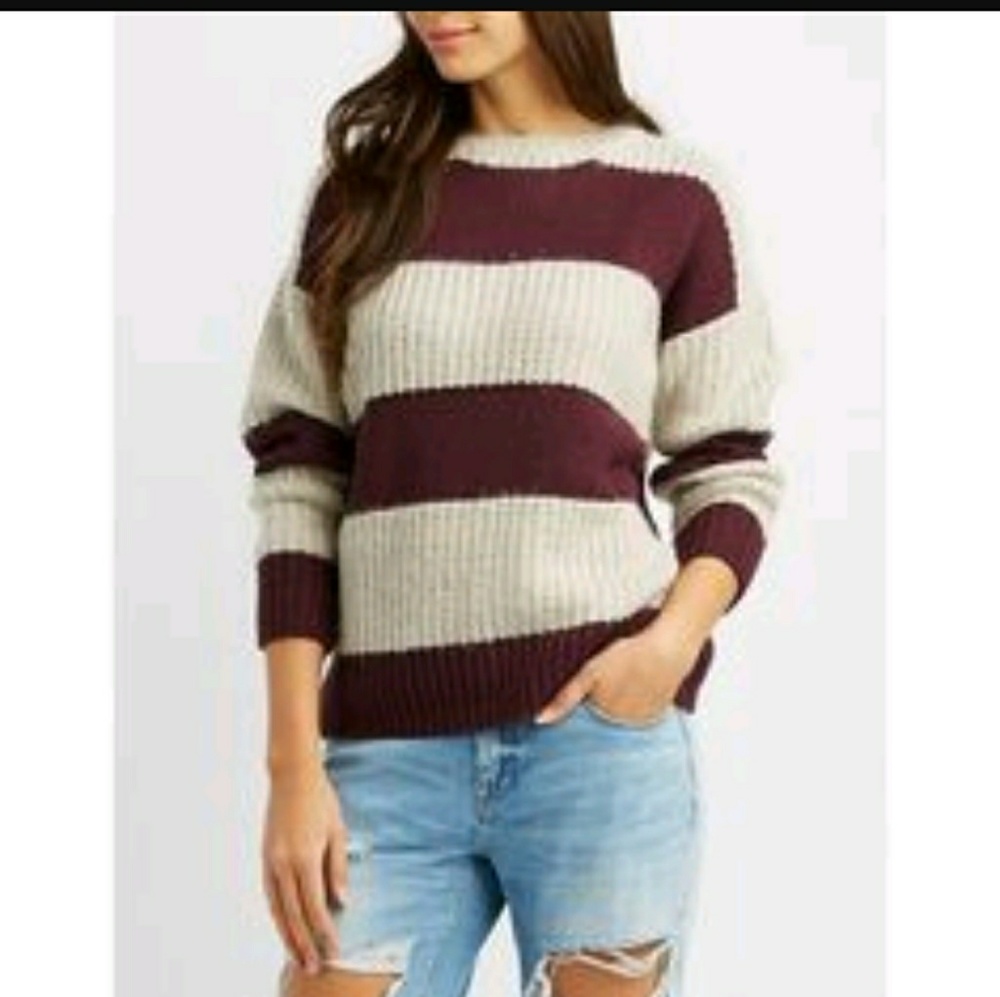 Fuzzy striped sweater